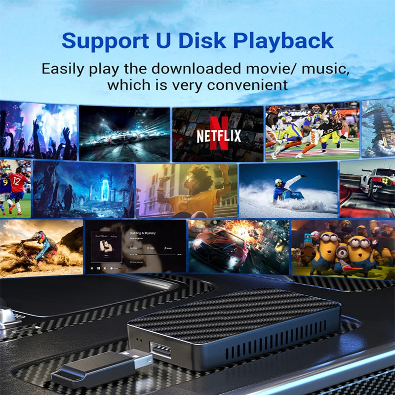 Wireless CarPlay Android Auto Adapter Built-in Youtube/Netflix/Tiktok/IPTV Ai Box for Cars with Wired Carplay NO Delay