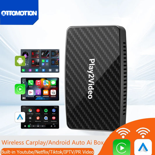 Wireless CarPlay Android Auto Adapter Built-in Youtube/Netflix/Tiktok/IPTV Ai Box for Cars with Wired Carplay NO Delay