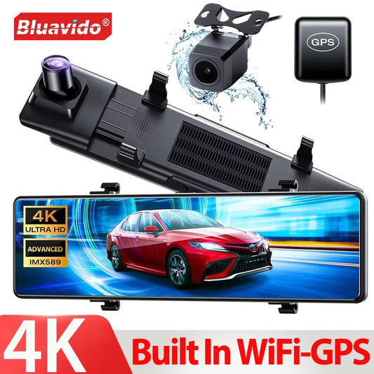 12" 4K Mirror Dash Cam IMX589 Front and Rear Dual Camera Built in WiFi GPS Night Vision Loop Record Parking Monitor Touch Screen