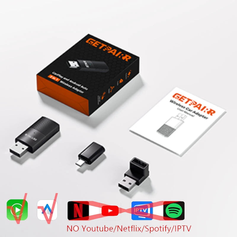 Wireless CarPlay Android Auto Adapter Built-in Youtube/Netflix/Tiktok/IPTV Ai Box for Cars with Wired Carplay NO Delay
