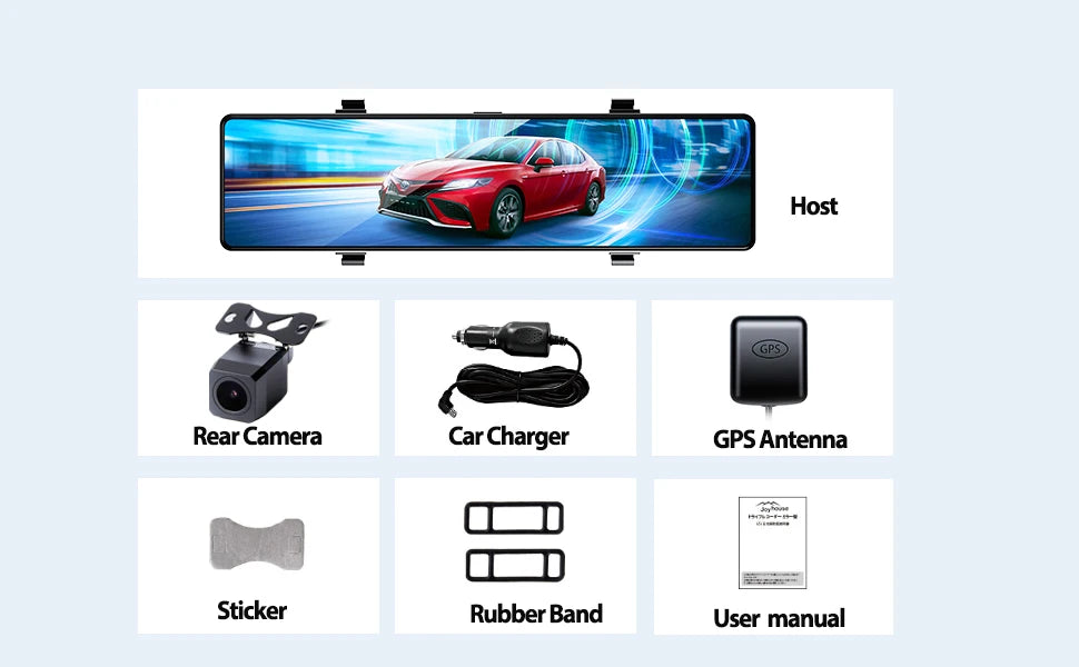 12" 4K Mirror Dash Cam IMX589 Front and Rear Dual Camera Built in WiFi GPS Night Vision Loop Record Parking Monitor Touch Screen