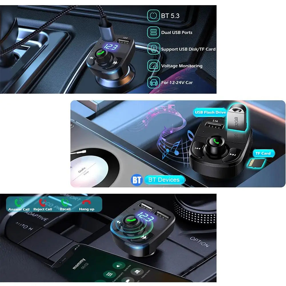 Car Charger FM Transmitter Bluetooth Audio Dual USB Car MP3 Player autoradio Handsfree Charger 3.1A Car Accessories