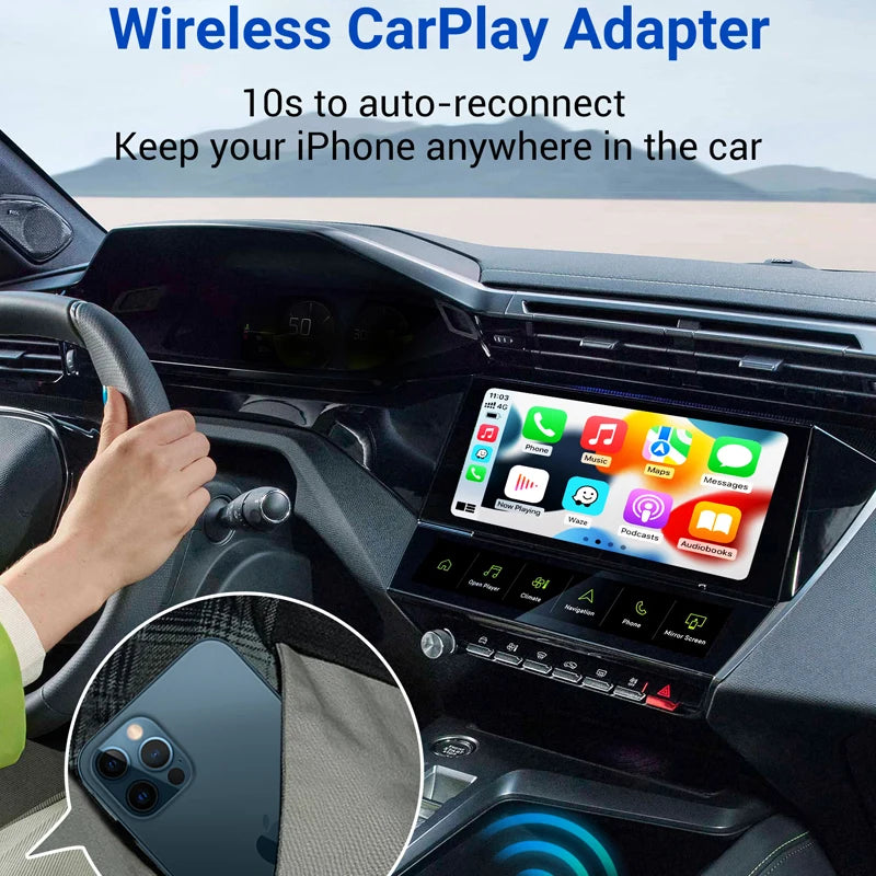 Wireless CarPlay Android Auto Adapter Built-in Youtube/Netflix/Tiktok/IPTV Ai Box for Cars with Wired Carplay NO Delay