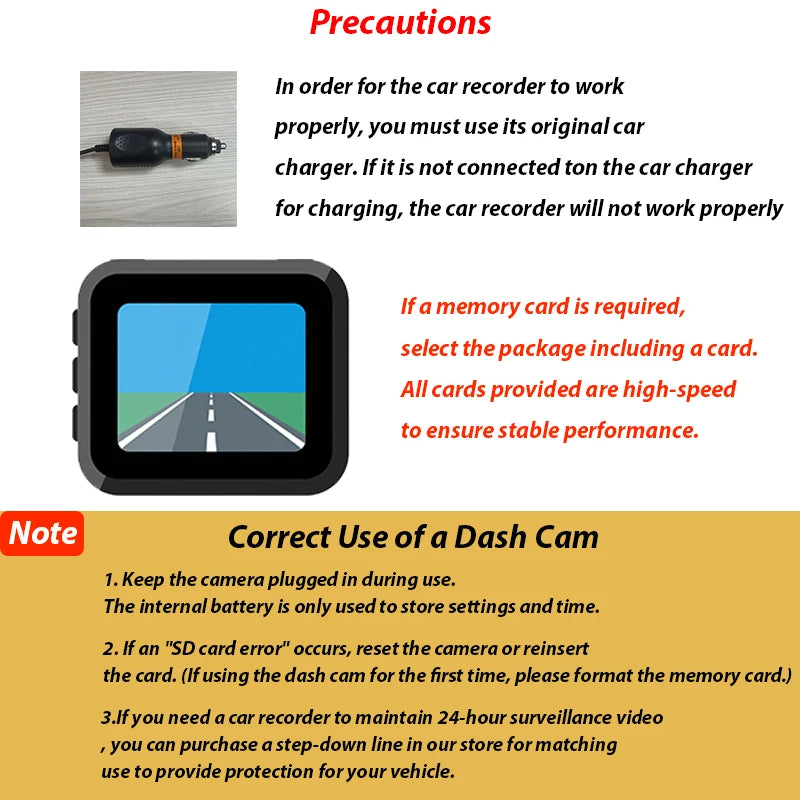 Dash Cam W/ IR Night Vision Loop Recording & 2" IPS Screen 1080P 3 Camera ， DVR recorder, video recorder, Vehicle DVR
